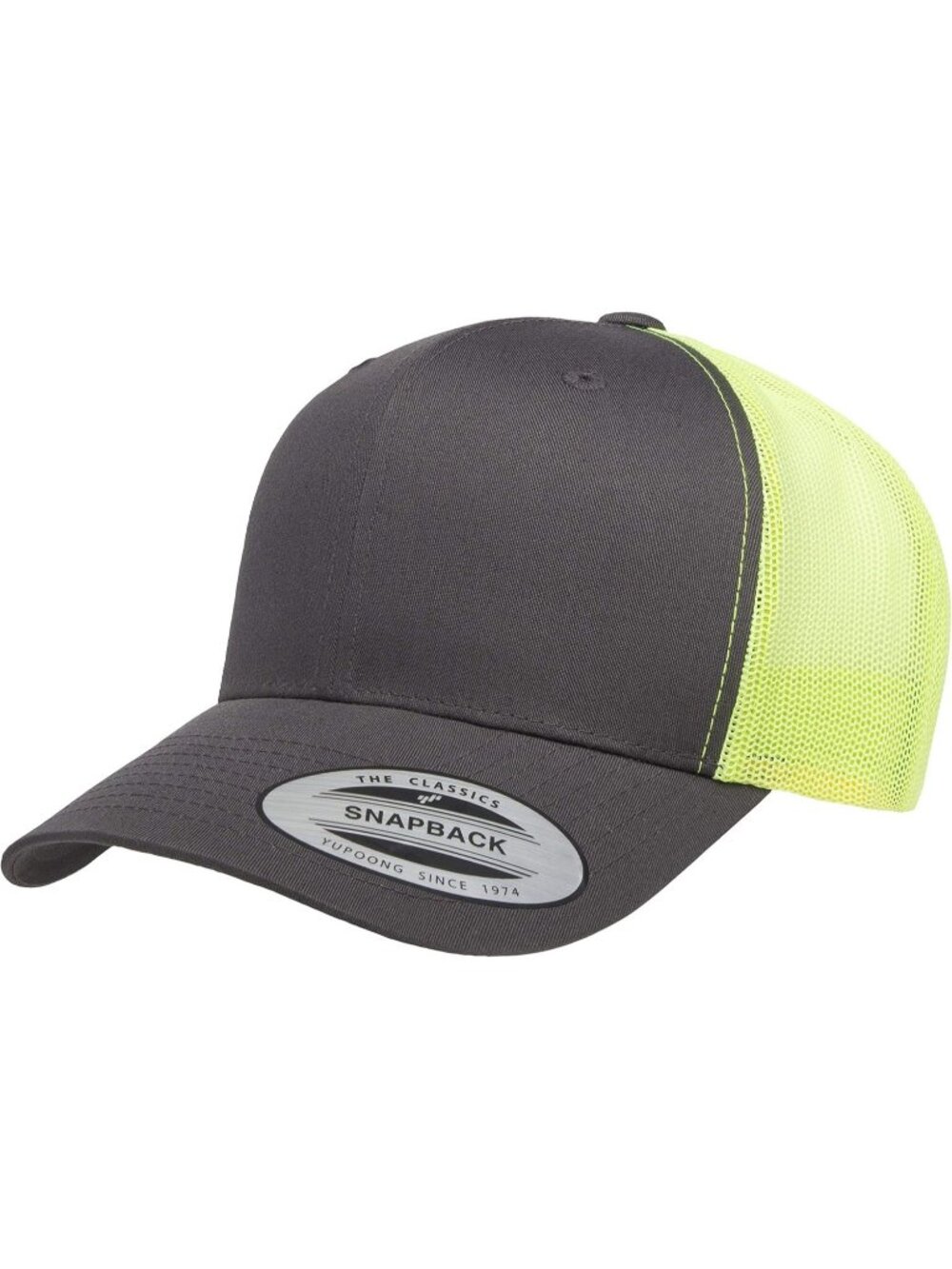 Men's Charcoal/Neon Green Cotton Classics Trucker Mesh Cap YP Snapback Loose Cap
